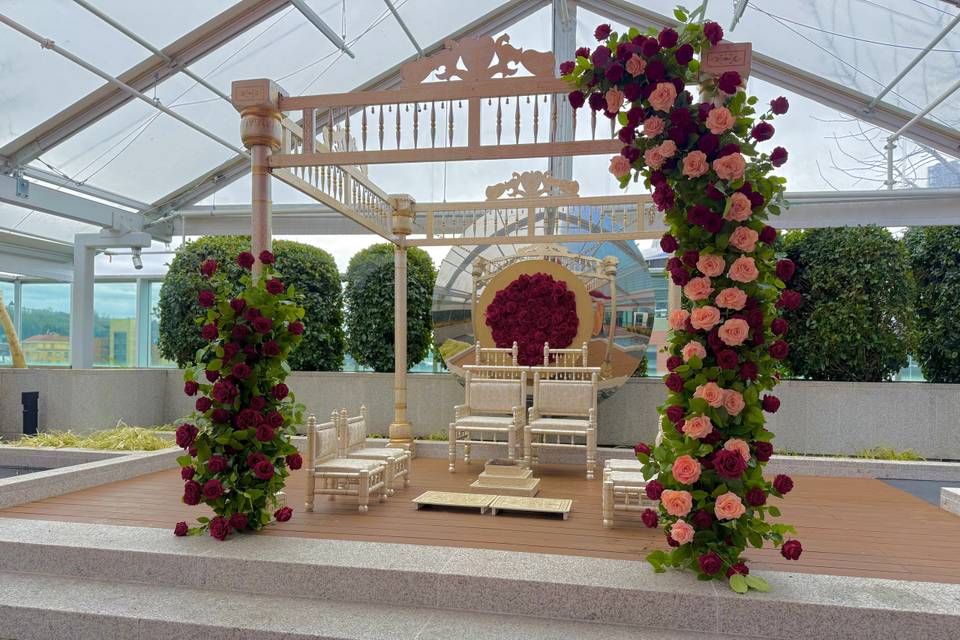 Mandap as a rose trellis
