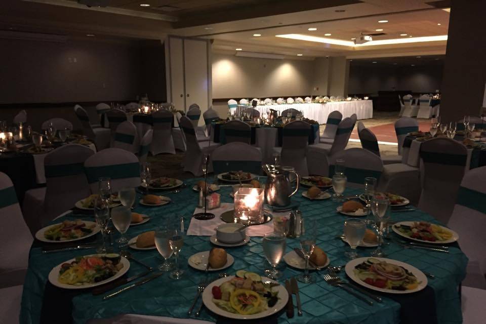 Table setup with candle centerpiece