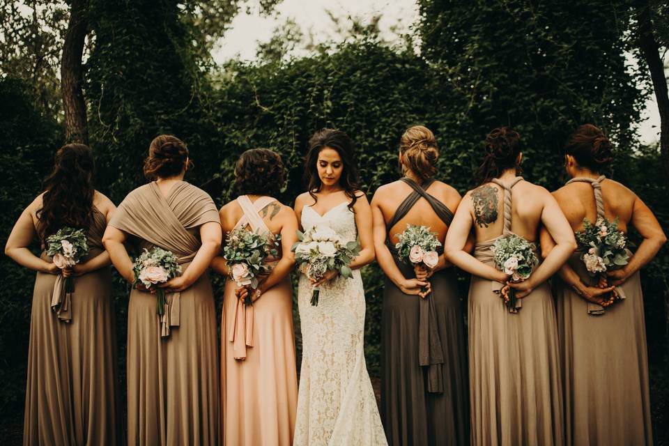 Bride and bridesmaids