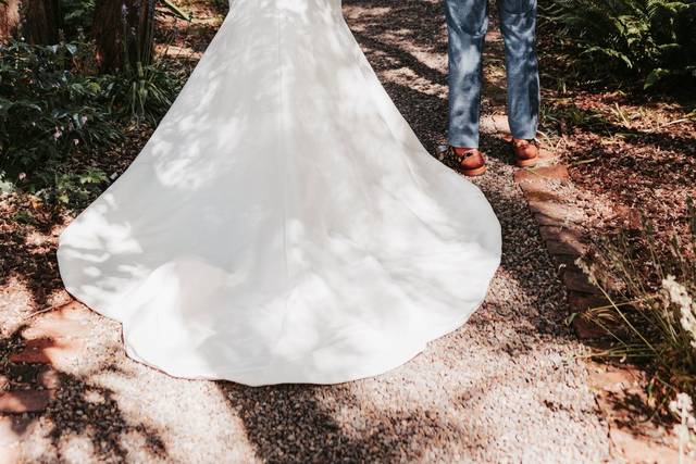 Bride and Groom walk away