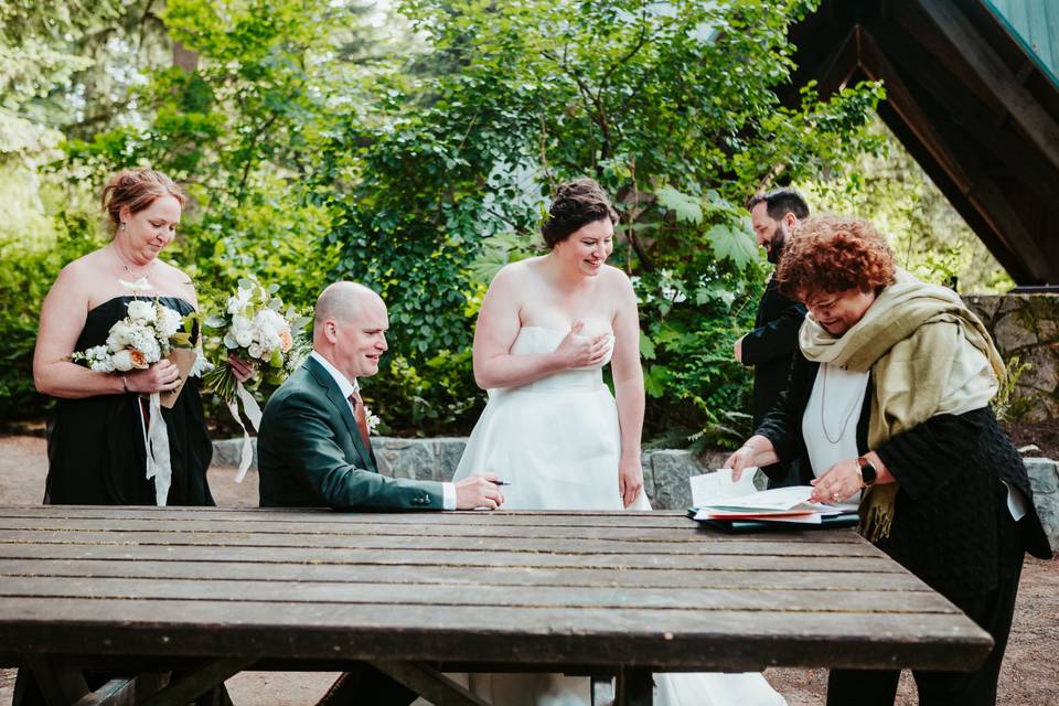 Signing the wedding license