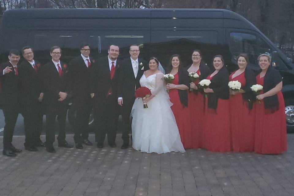 Bridal Party and Limo Van