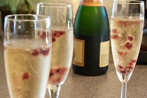 Champagne with Pomegranate Seeds