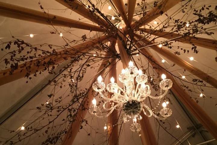 Chandelier inside the tent