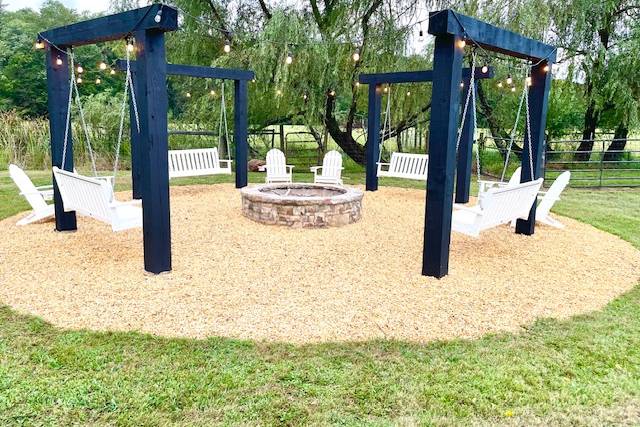 Fire Pit with Swings