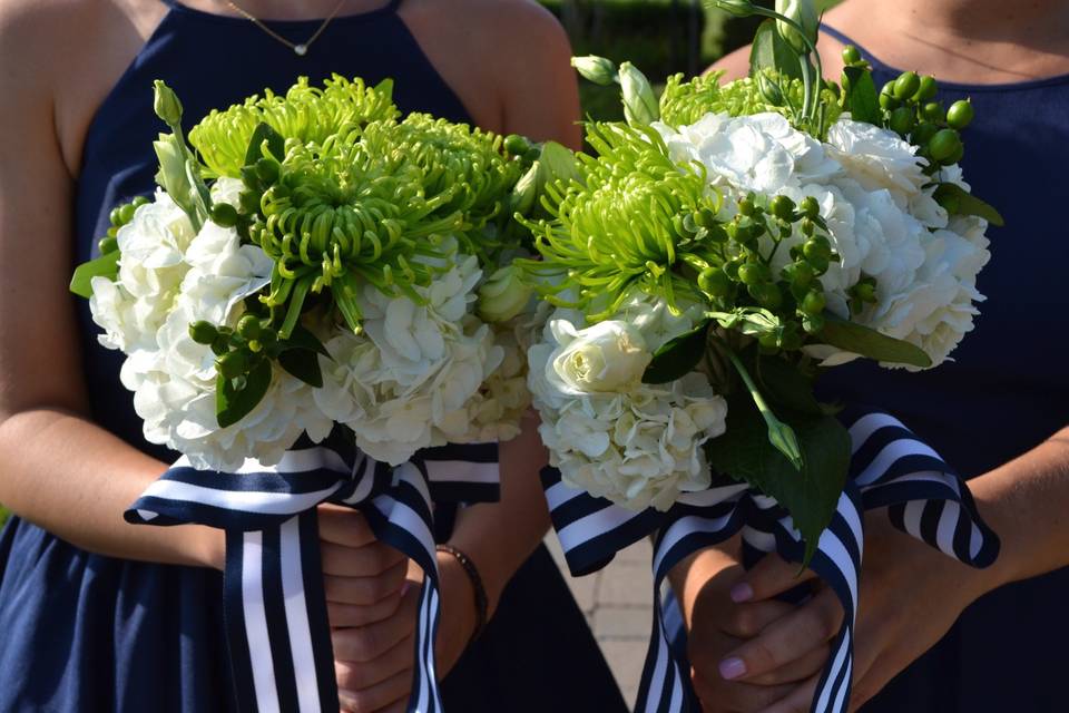 White and green bouquets