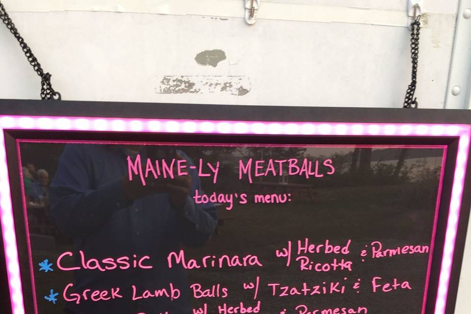 Maine-Ly MeatballsFood Truck MenuWedding Recp. Food