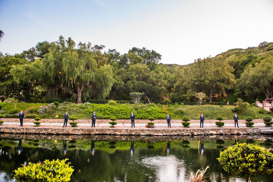 Groomsmen reflecting