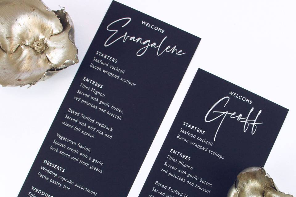 Dark navy blue menus