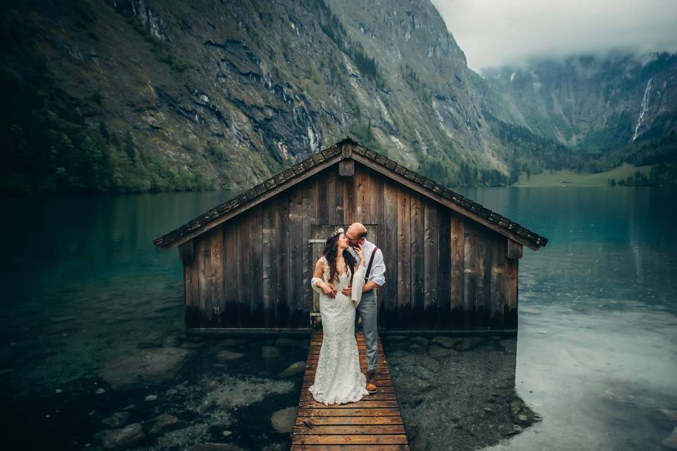 Couple’s Kiss by the Lakeside
