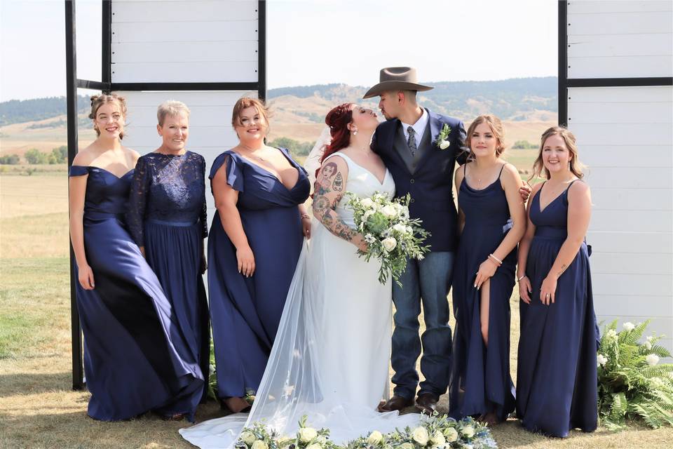 Groom with the ladies