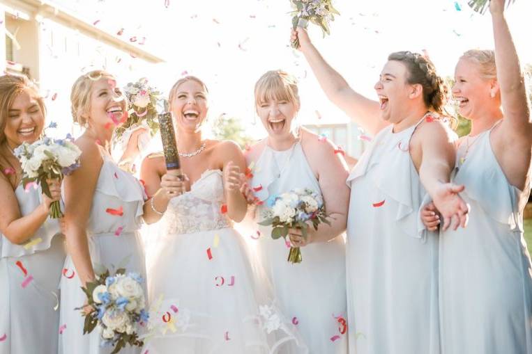 Bride and her bridesmaids