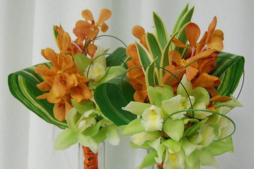 This is a modern twist on a hand tied bouquet. If you are looking for something different...this is a great way to go.