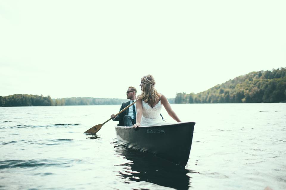 Newlyweds on a boat