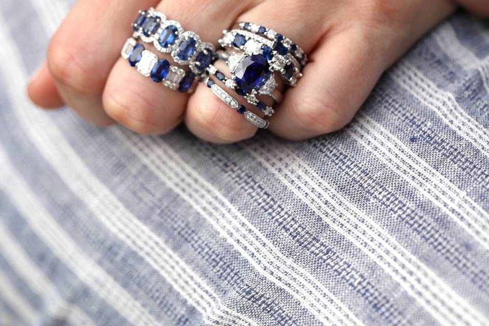 Sapphire and diamond rings