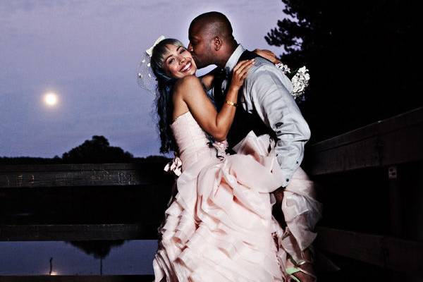 Playful romance on a moonlit evening in Stone Mountain Park