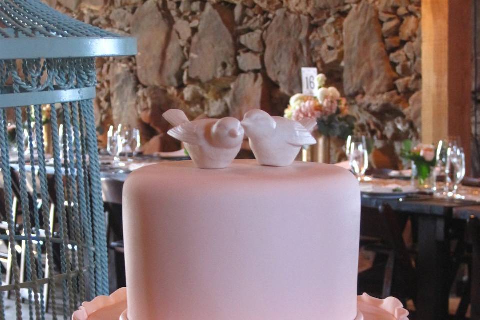 2-tier pink wedding cake