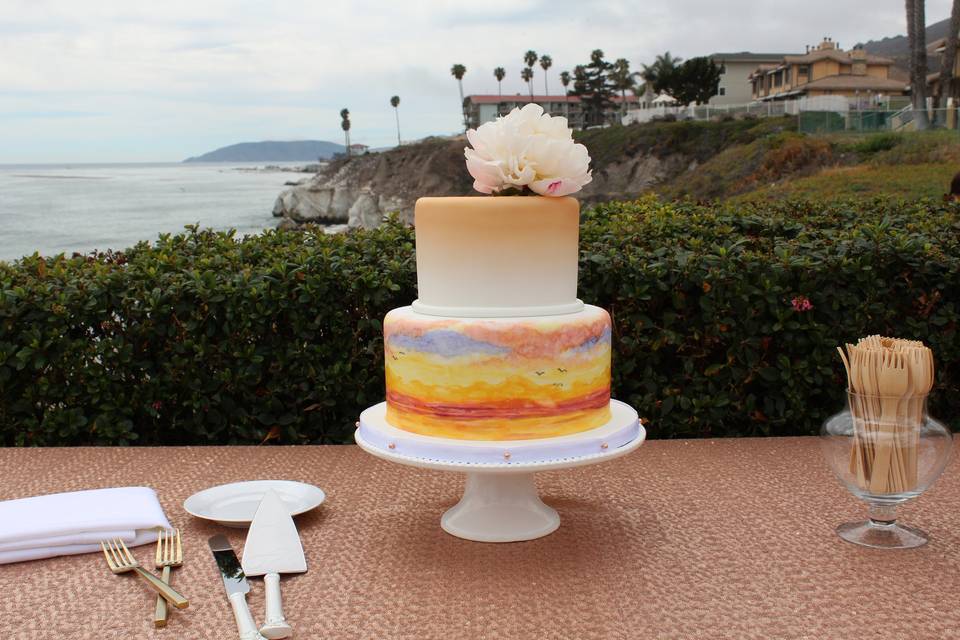 Peacock feather wedding cake