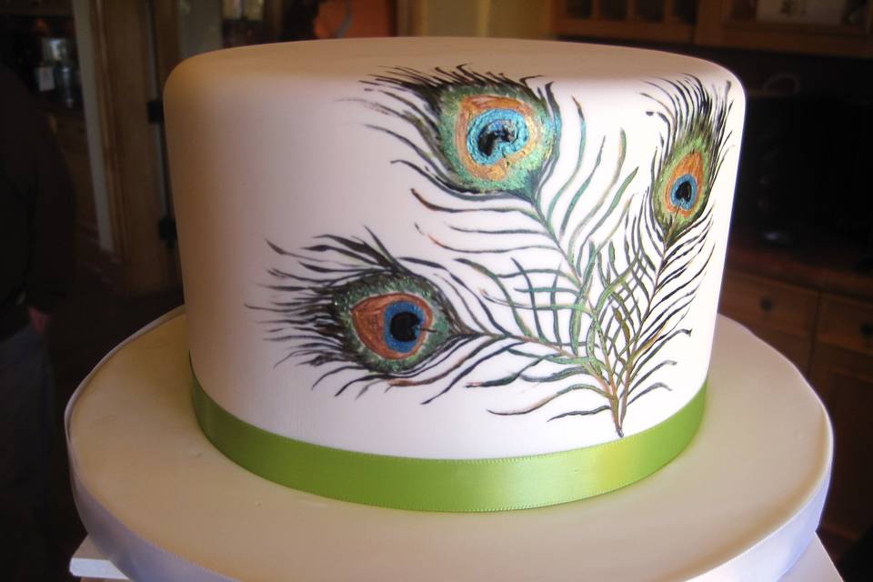 Peacock feather wedding cake