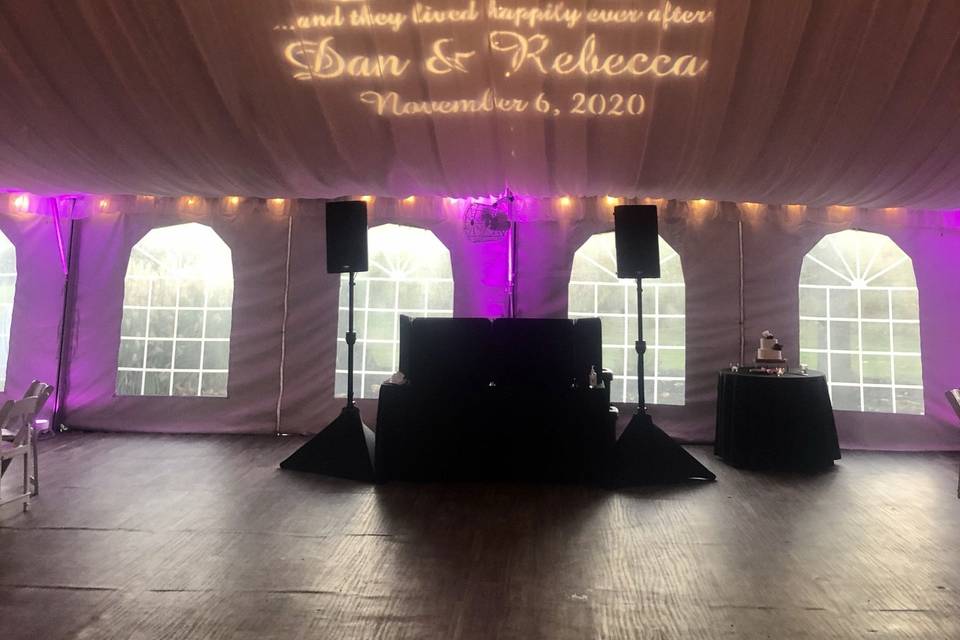 Custom gobo and LED uplighting