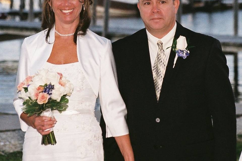 Caroline & Richard's wedding was in the theater of his high school, so I wrote the ceremony as a play.