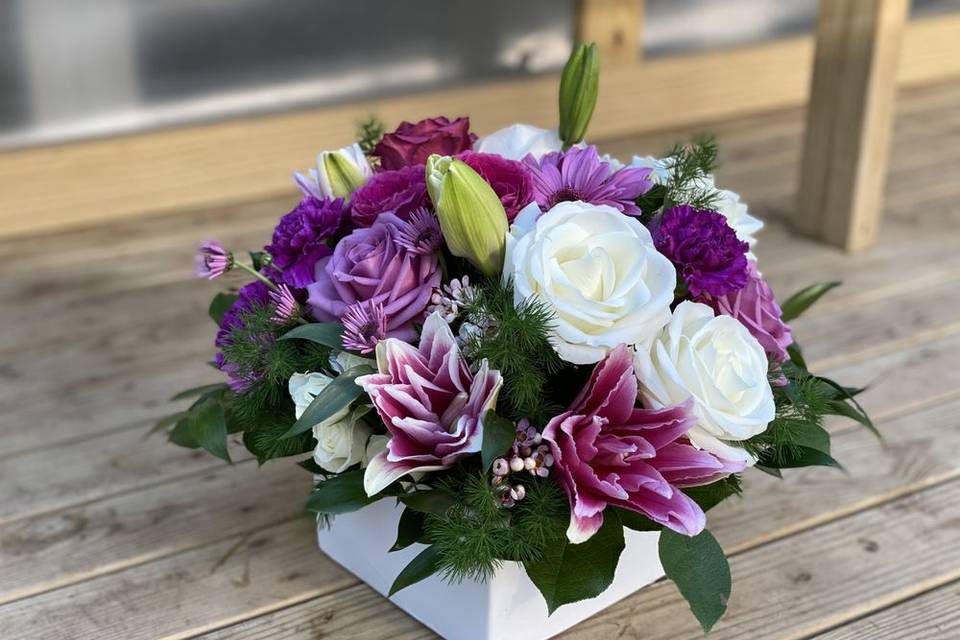 Purple and white Centerpiece