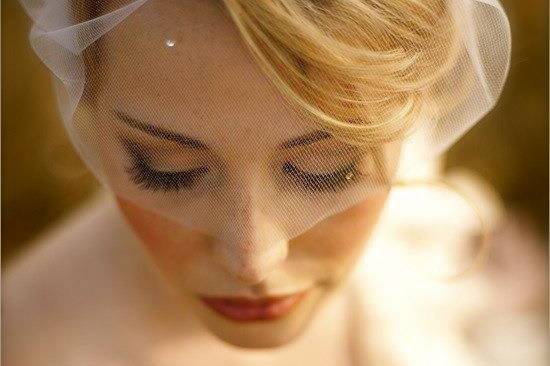 Closeup of the bride and her look