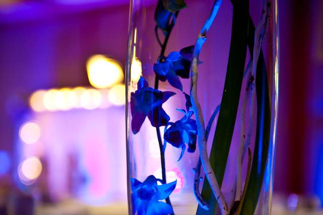 Floral centerpiece with candle