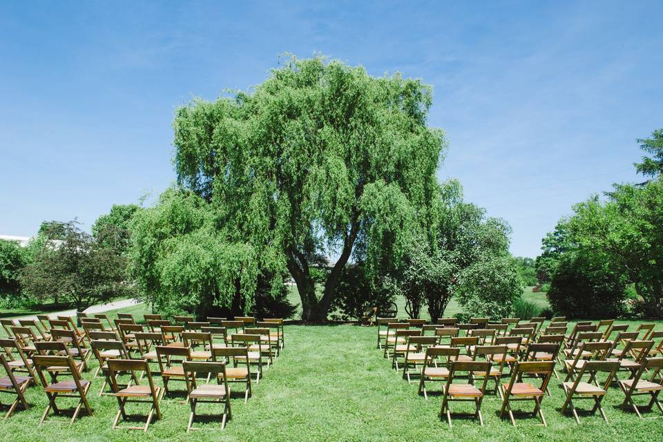 Outdoor wedding setup