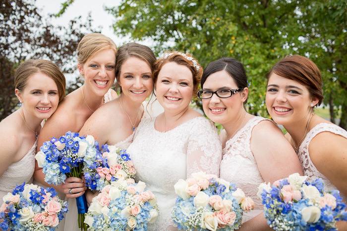 The bride with her bridesmaids