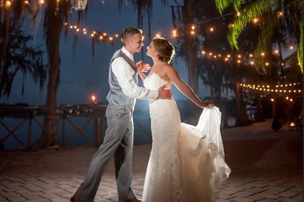 Paradise cove wedding with market lighting