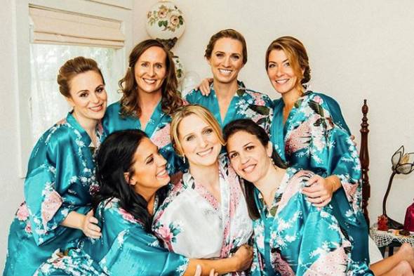 The bride with her bridesmaids