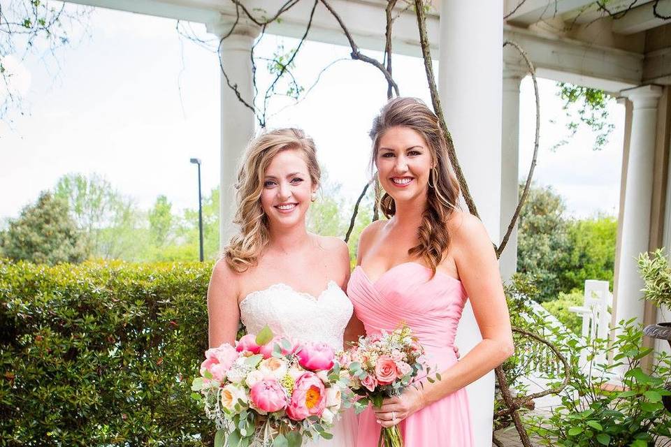 Bride and bridesmaid