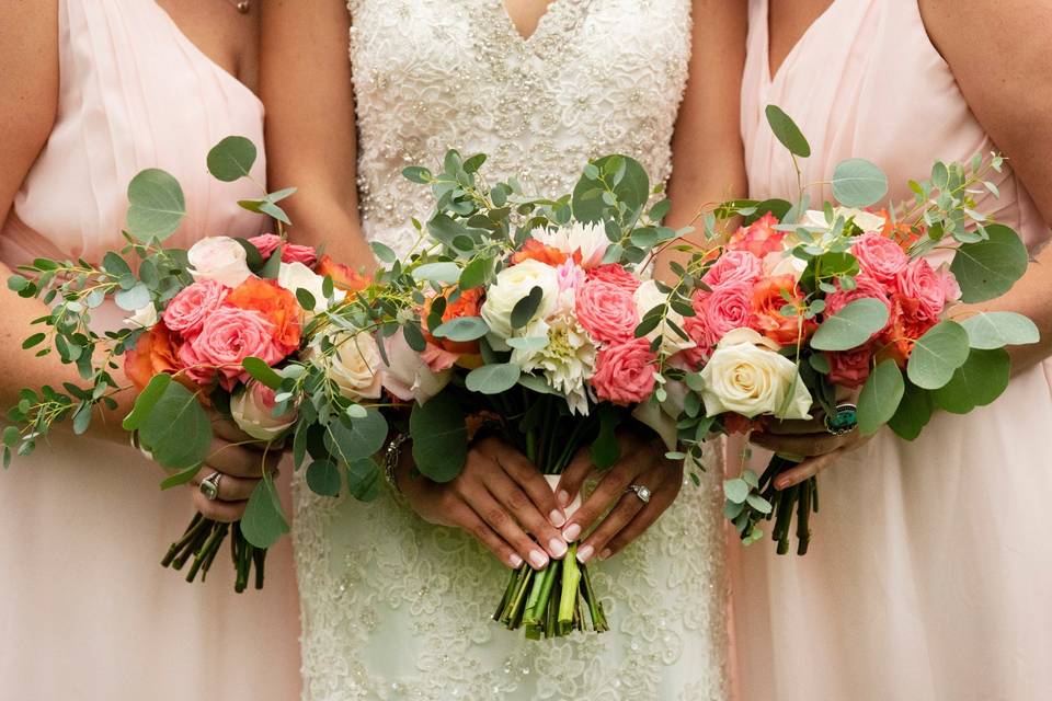 Coral bouquets