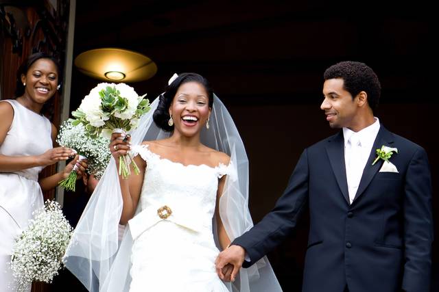 Church Exit happy couple