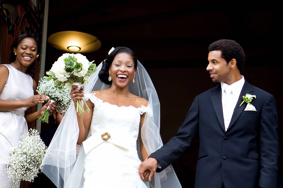 Church Exit happy couple