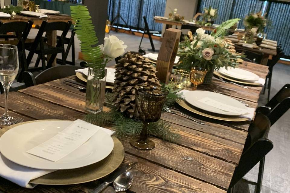 Rustic wood tables