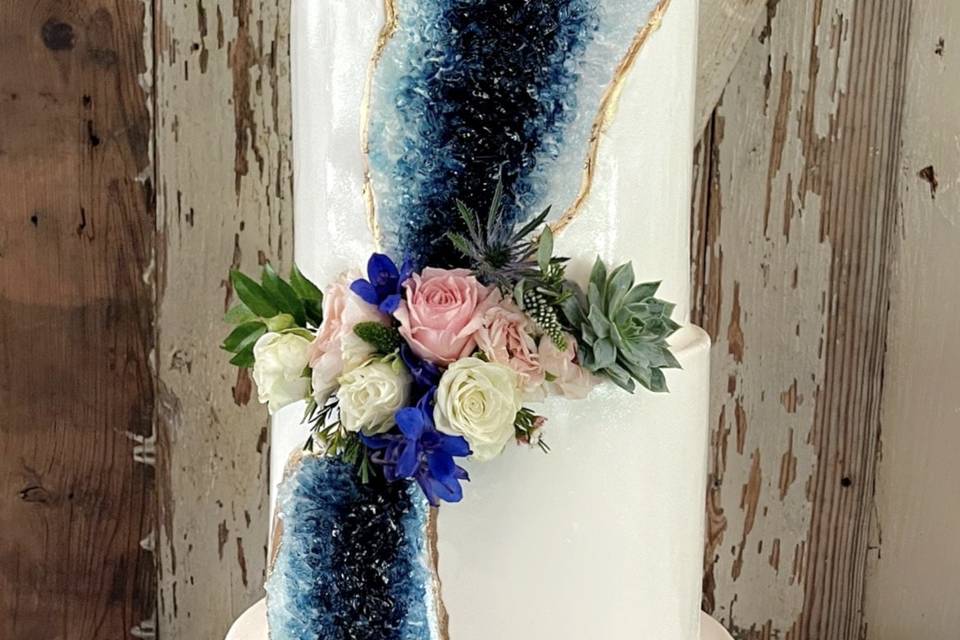 Blue geode cake