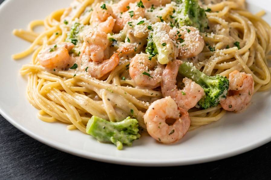 Broccoli & Shrimp Spaghetti