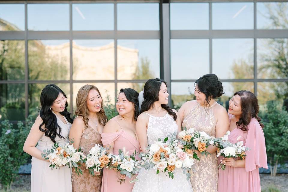 Multi-colored bridesmaid dress