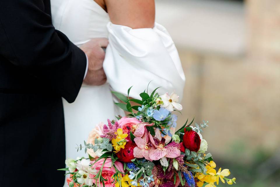 Rainbow bridal bouquet