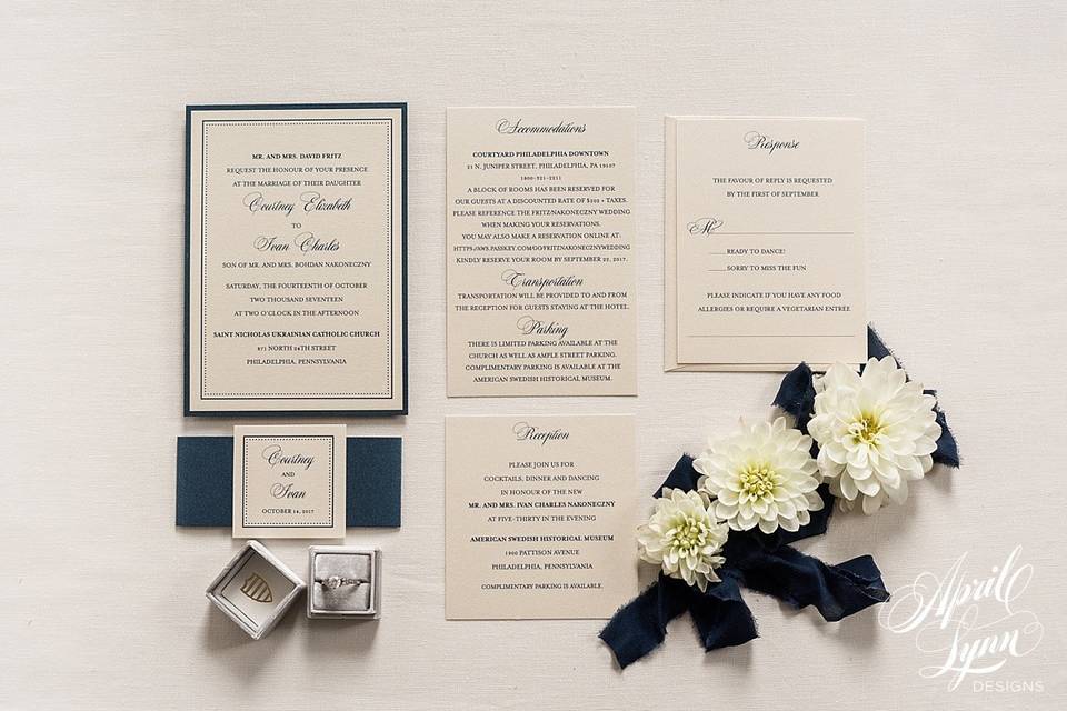 Navy blue invitation