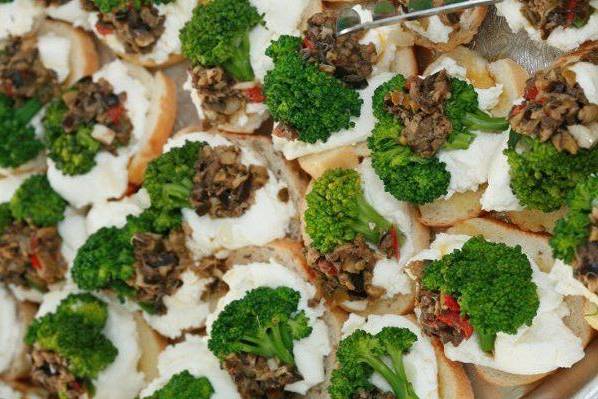 Bruschetta with Montana goat cheese, duxelles and sauteed broccoli.