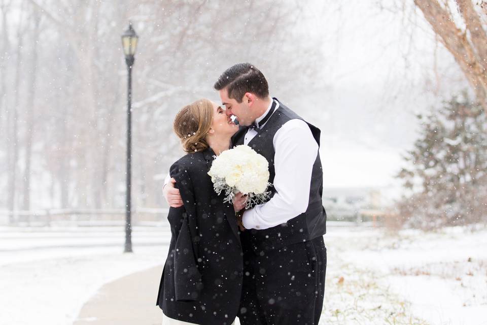 Couple's Winter Kiss