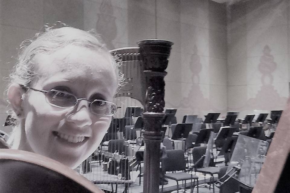 Playing second harp with the Knoxville Symphony Orchestra