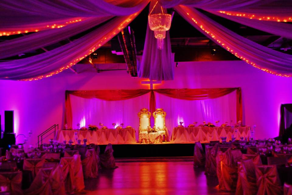 Wedding party stage and decor