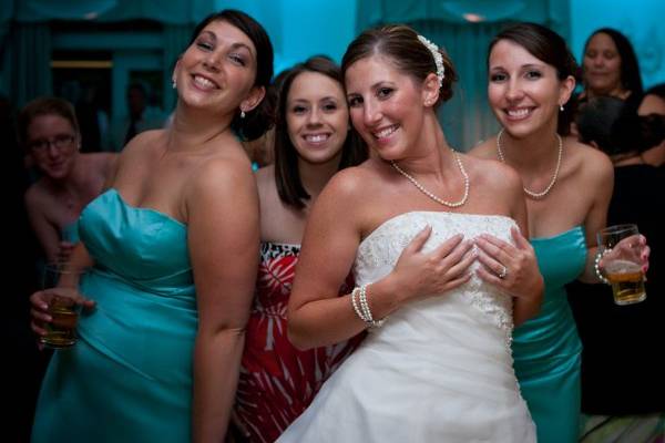 Bride and the bridesmaids