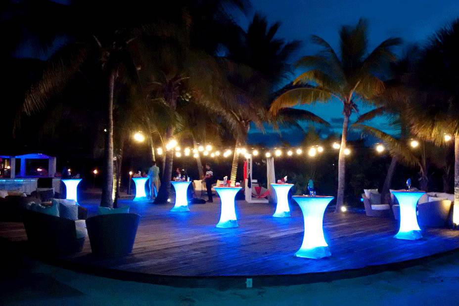 Our simple, elegant uplighting at the beautiful Blue Haven Resort for the TACC conference cocktails and dinner