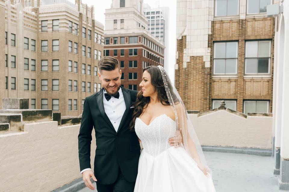 Wedding couple on film