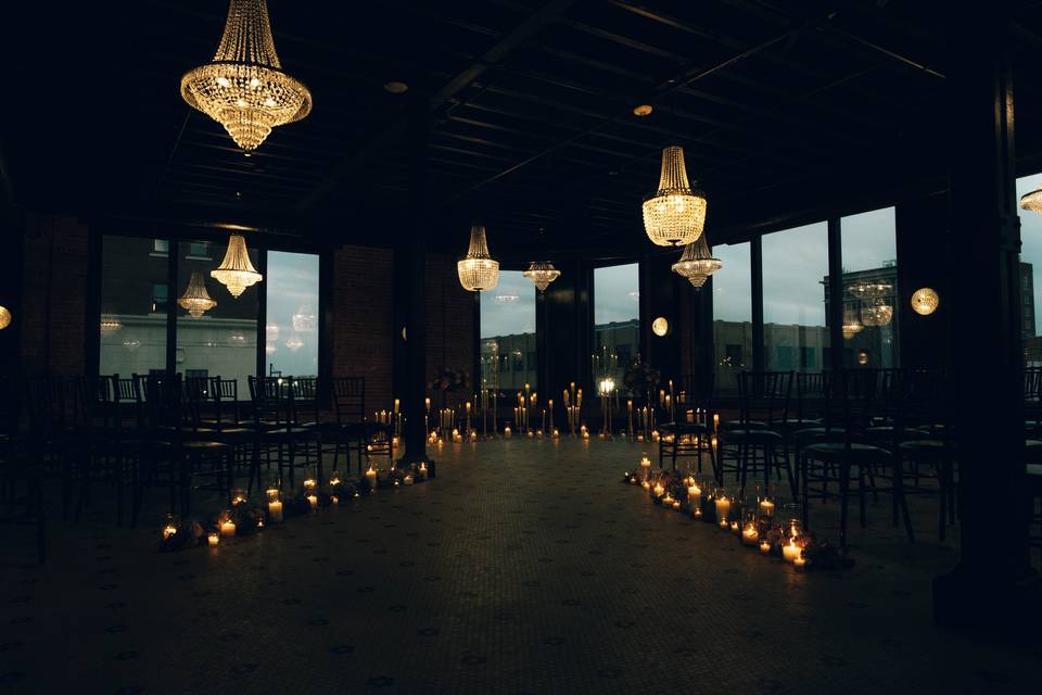 Candlelit wedding venue